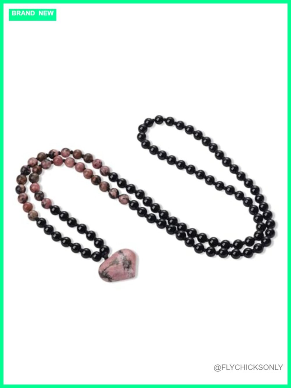 COAI Handmade 108 Mala Beaded Necklace Heart Pendant Women